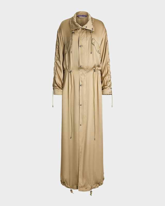 Amberly Silk Charmeuse Long Coat